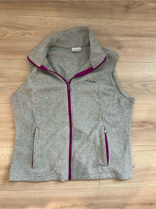 Columbia Jackets & Blazers - Columbia Gray Fleece Vest with Purple Trim